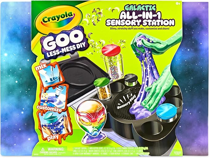Crayola Goo All-in-1 Sensory Station, Galactic Slime Making Kit for Kids, Essential Easter Basket Stuffers, Less Mess, DIY Arts & Crafts Set, Gifts for Kids, Ages 6+