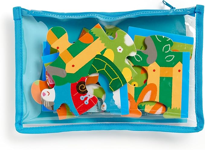 Mudpuppy Playful Pets – 12 Piece Puzzle with Reusable Zipper Pouch Featuring Colorful and Fun Illustrations of Pets Perfect for Easy Storage and Travel