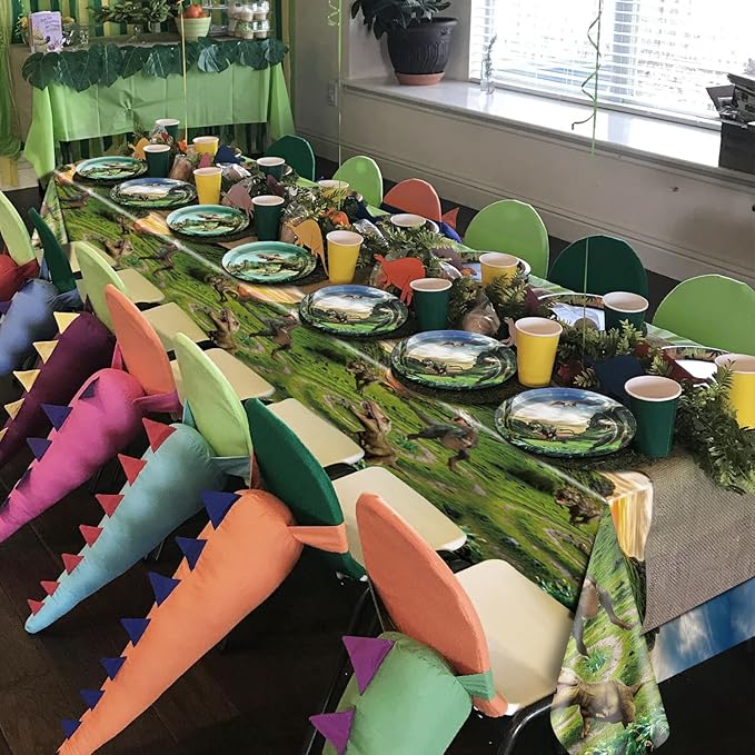 Dinosaur Birthday Decorations - 81Pcs Dinosaur Paper Tableware Set Including Plate, Napkins, Dino Tablecloth for Kids Boys Birthday Supplies, Serve 20