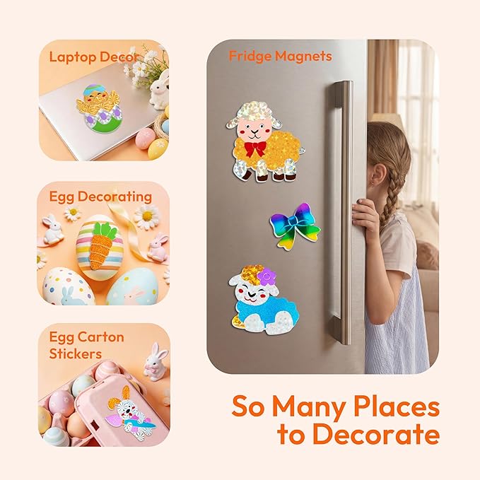 Klever Kits Easter Foil Art Kit for Kids - Arts & Crafts Supplies, Mess Free Coloring, Easter Basket Stuffers, Foil Foam Stickers, Creative Travel Toys, Birthday Gifts for Boys & Girls Ages 4 and Up