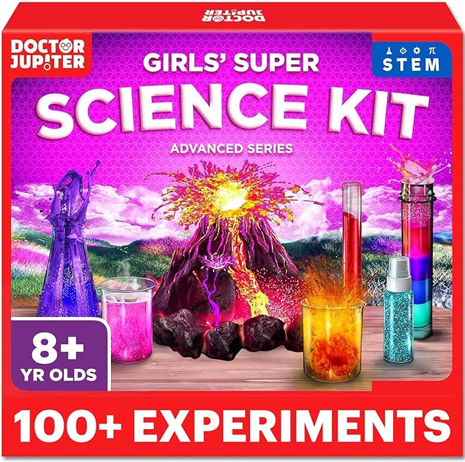 Doctor Jupiter Girls' Super Science Kit for Ages 8-12 Ideas for Girls 8,9,10+ Years Old | Chemistry Set, STEM Toy Kit with 100+ Experiments | Learning & Educational Projects