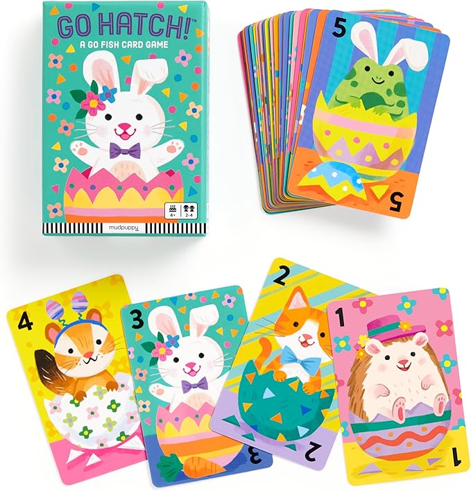 Mudpuppy Go Hatch! – Easter Version of Classic Kids Go Fish Card Game with Cute Illustrations of Bunnies for Children Ages 4 and Up, 2-4 Players