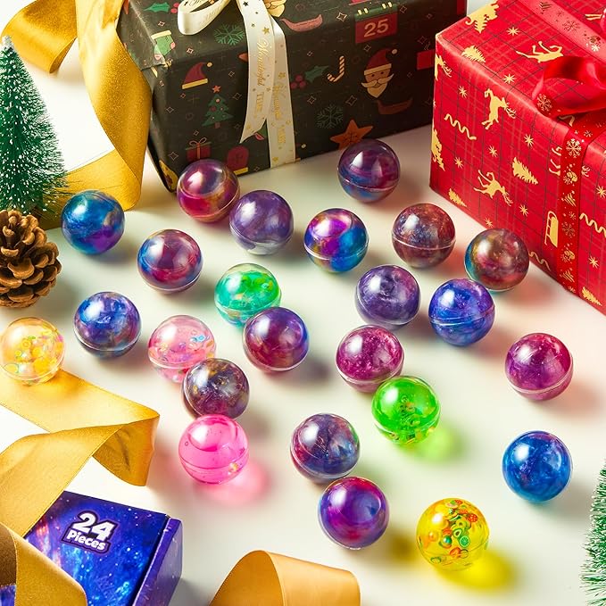 24 Pack Galaxy Slime Party Favors for Kids Slime Balls Bulk Stretchy & Non-Sticky DIY Stress Relief Putty Toy Birthday Halloween Christmas Stocking Stuffers, Classroom Reward for Girls Boys