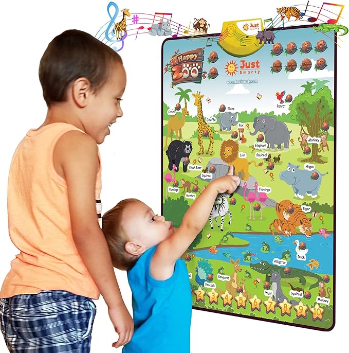 Just Smarty Zoo Animals Toddler Learning Toys Ages 3-6 | Sounds, Counting & Memory Games | Learning Resources Animals for Kids | Animal Facts Game | Toddler Learning Activities