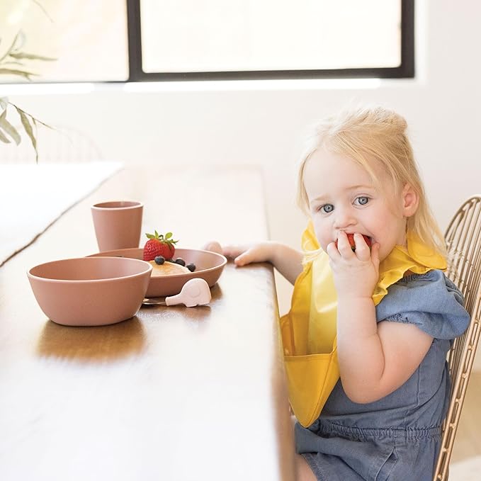 Tiny Twinkle Tableware 3 Pack Dish Set- BPA-Free Cups, Plates and Bowls Sets For Kids and Toddlers - Polypropylene Plastic Dinnerware Set (Rose, Peach, Lilac) Round Bowl
