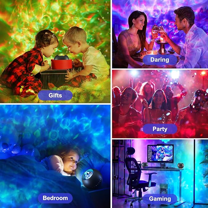 One Fire Galaxy Projector, Vibrant Galaxy Light Projector, White Noise & Bluetooth Room Lights for Bedroom,Remote Timer Kids Night Light,Cute Room Decor for Teen Girl Valentine's Day Gifts