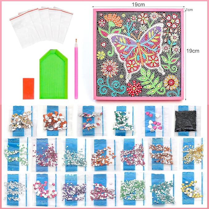 ZUYUSUT Sparkly Butterfly Diamond Art Painting Kits with Wooden Frame Arts and Crafts Art Mosaic Gem