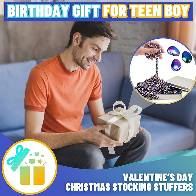 Fidget Toys For Teen Boys Adult, 1000pc Metal Cool Gadgets Gift Quiet Office Desk Sensory Stress Fidgets Beads Balls Stones Toy Anxiety Relief Items For Teen Girls ADHD Autism Autistic Ferrite Putty