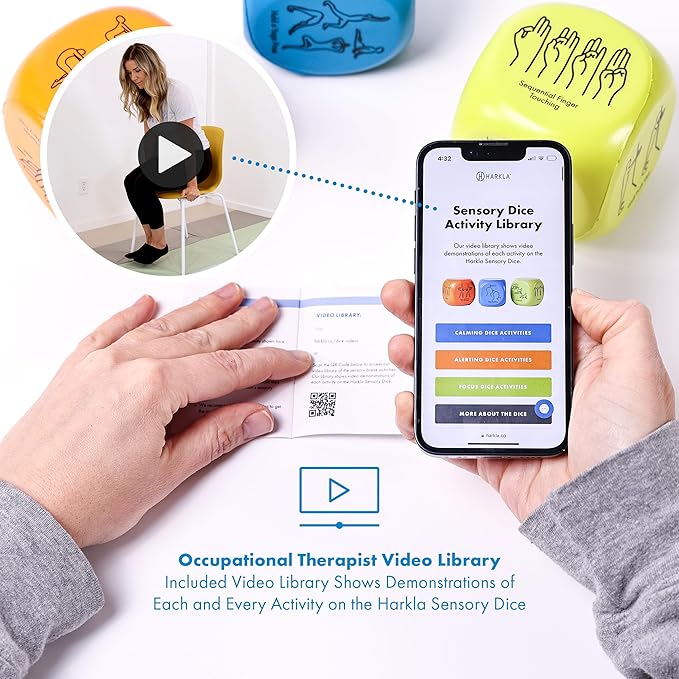 Harkla Sensory Activity Dice – Fun and Effective Brain Breaks for Kids and Adults | Helps with Focus, Calm and Energy | Self Regulation for Kids | Occupational Therapist Approved