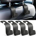 SINGARO Universal 4 Pack Car Seat Headrest Purse Hook, Carbon Fiber Back Seat Hook Storage Organizer Hanger for Purse Handbag Coat, Car Interior Accessories(Black)