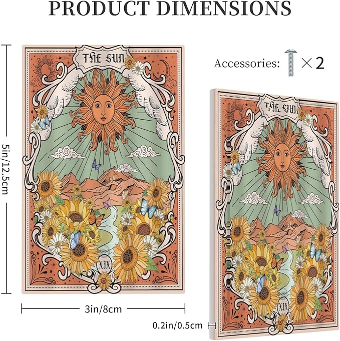 Boho Retro Sun Sunflower Vintage Flower Butterfly Light Switch Cover Plate 1 Gang No Device Blank Electrical Wall Plates Faceplate Decorative Switch Plate for Farmhouse Home Decor