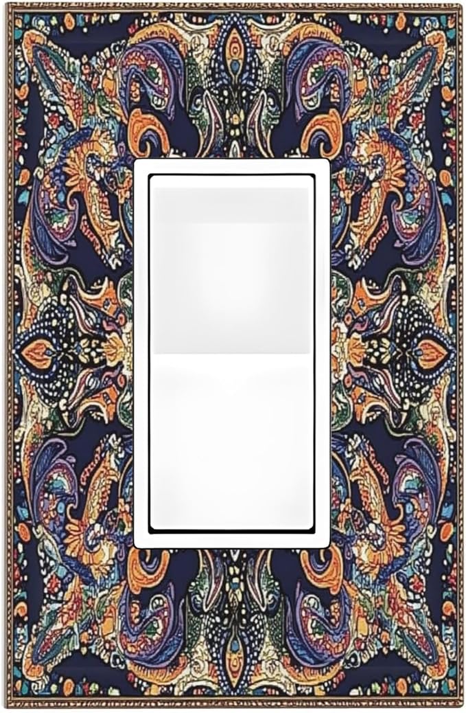 Decorative Outlet Covers Mandala Petals Retro Flowers 1 Gang Single Rocker Light Switch Cover Plate Wall Plates Gfci Faceplate For Bed Room Home Decor