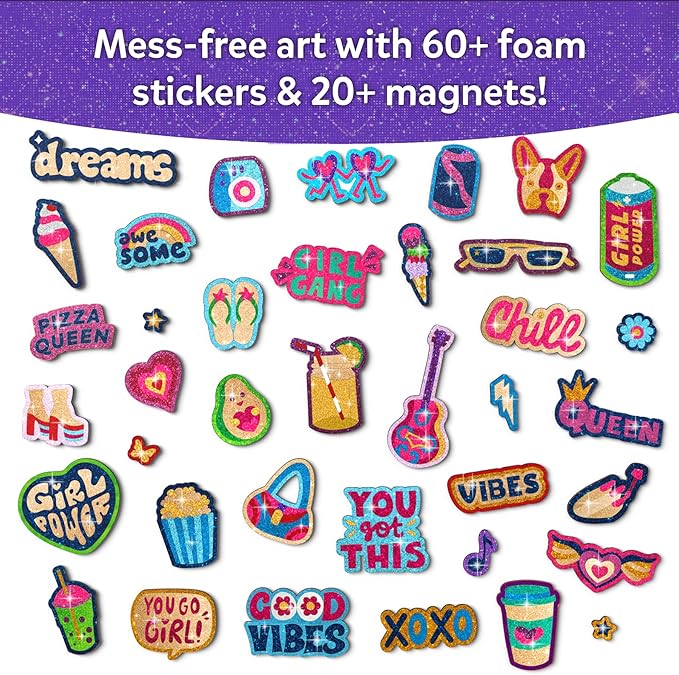 Skillmatics Foil Fun - Girl Power, DIY Foil Art Craft Kit, Mother’s Day Gift, Mess-Free Activity, 20+ Magnets & 60+ Stickers, Travel, Screen-Free Fun, Party Favor for Kids, Tweens, Teens (Ages 7-13)