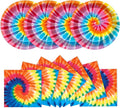 48Pcs Tie Dye Paper Plates and Napkins Rainbow Tie Party Decorations Dye Birthday Party Supplies Colorful Disposable Dinnerware Tableware for Adult Kids Girls Boys Hippie Baby Shower Serves 24