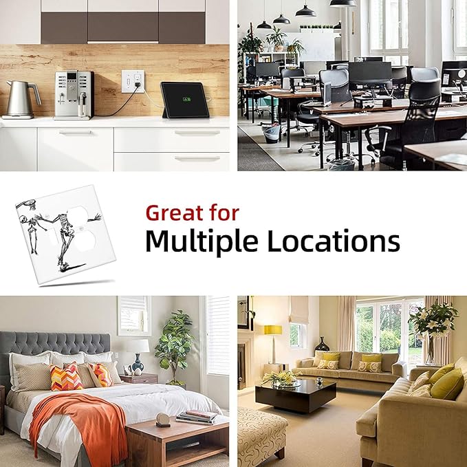 Wallplates Skeleton Basketball Funny Skull Stick Figure 1 Toggle 1 Duplex Switch Plate Electrical Gfci Faceplate Decorative Light Switch Covers For Home Office Decor