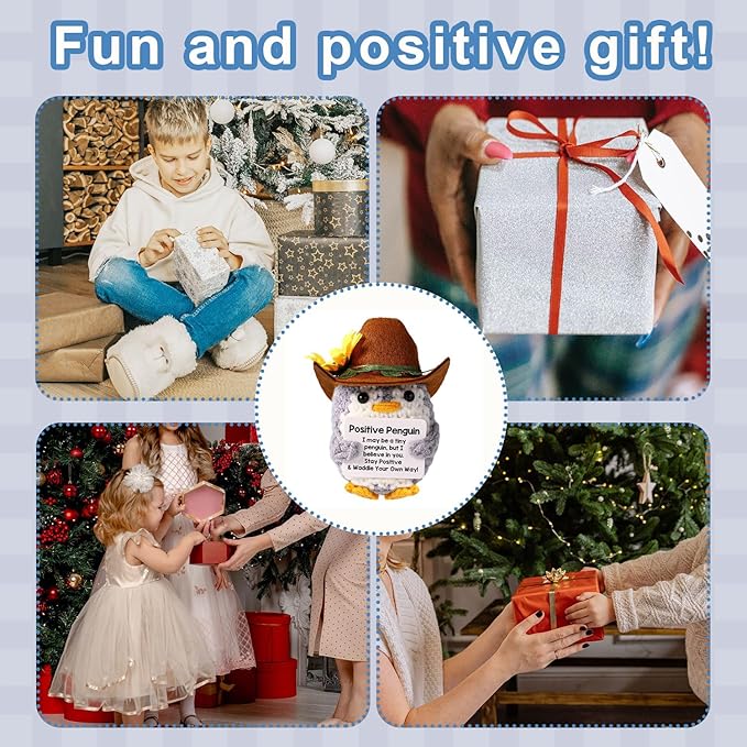 TOYMIS Sunflower Crochet with Cowboy Hat Emotional Doll Support Crocheted Knitted Animal for Inspirational Motivational Gift Home Office Decor White Elephant Exchange