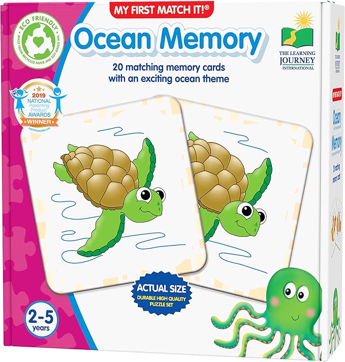 The Learning Journey My First Memory Game - Ocean Memory - 20 Card Matching Memory Game - Educational Toddler Gifts for Boys & Girls Ages 2 and Up, Multicolor