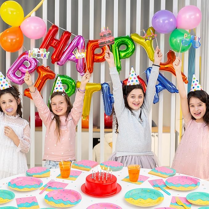 100 Pcs Ice Cream Cone Party Supplies Set, Serves 25 – Disposable Paper Plates, Napkins, and Colorful Forks, Ice Cream Themed Tableware for Kids Birthday, Summer, Sweet Shop, Dessert Party Decorations