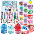 18 x 80 mL Big Premade Slime Kit - 48 FL OZ Slime with 6 Butter, 6 Cloud & 6 Clear Crystal Slimes Varieties - Party Favors for Kids, 56 Pcs Slimes Pack with Jelly Cube Add-ins