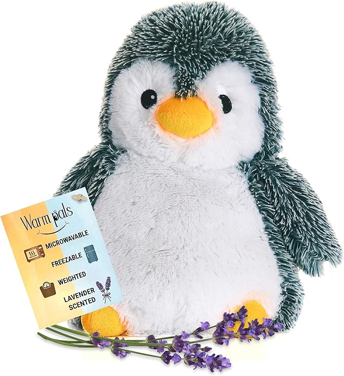 Peppy Penguin - Microwavable & Weighted Plush Stuffed Animal - Heated Plushie for Warmth - Cute, Soft, Cozy Toy for Adults & Children (Boys, Girls, & Toddlers) by Warm Pals