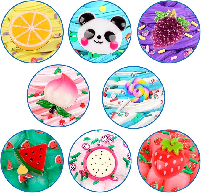 8 Pack Scented Slime kit,3 Clear and 5 Butter Slime,Peach Super Soft Non-Sticky,Jelly Cube Crunchy Crystal Slime, Birthday Party Favor,Stress Relief Toy for Kids Education