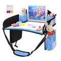 Kids Travel Tray for Car Seat, Road Trip Essentials for Toddler, Carseat Lap Tray with Dry Erase Board & Storage Organizer for Activities, Bluish Violet