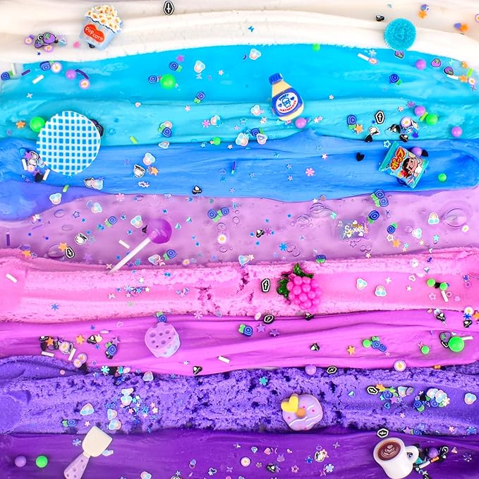 6 Pack Snacks Slime Kit for Kids-Cloud Butter Clear Slimes, Blue & Purple Snacks Slime, Soft and Non-Sticky, Party Favors, Goodie Bag Stuffers, Classroom Rewards, Birthday Gifts for Girls Boys