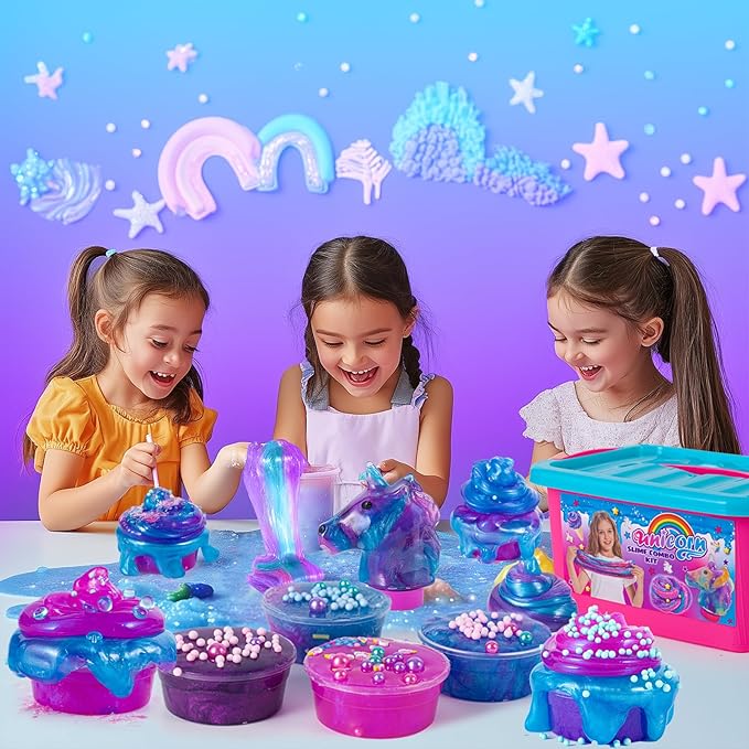 ZOnFRTO Mini Unicorn Slime Kit for Girls - Glimmer Crunchy, Butter, and Galaxy Slime for Kids 6-12 - Party Favors for Children