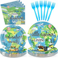 96Pcs Earth Day Baby Shower Party Supplies Adventure Travel Around The World Plates and Napkins World Map Explorer Disposable Tableware Sets for Kids Birthday Baby Shower Party Decorations Serves 24