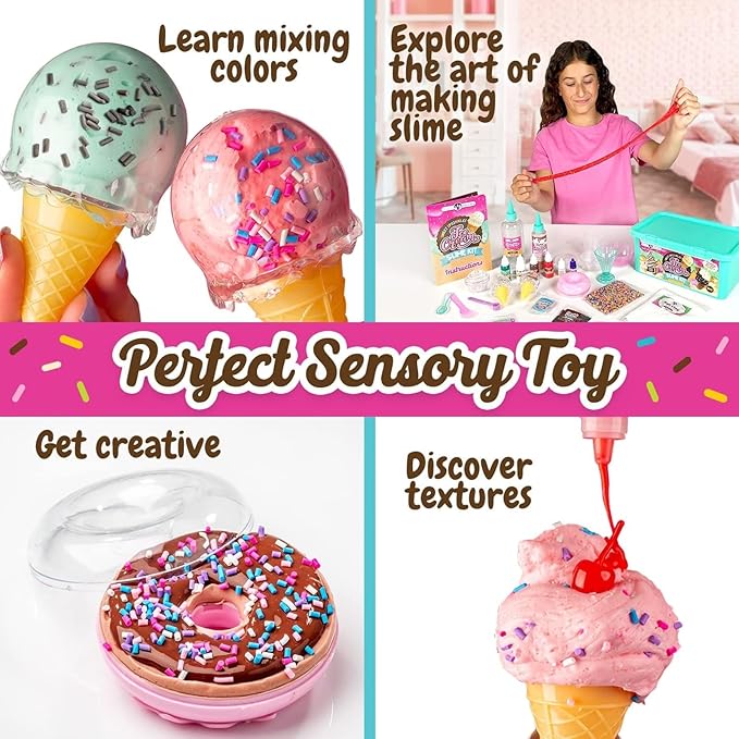 Original Stationery Sweet Sprinkles Ice Cream Slime Kit for Girls Ages 7-12, DIY Slime Set to Create Sundaes, Donuts & Cupcake Slimes, Fun Creative Craft Toy, Birthday Gift for Kids