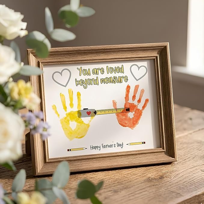 NELXI Funny fathers day card SET 3, handprint card for dad, best dad ever hands down gift, best dad ever gifts from kids, diy fathers day keepsake, family handprint kit, kids footprint craft