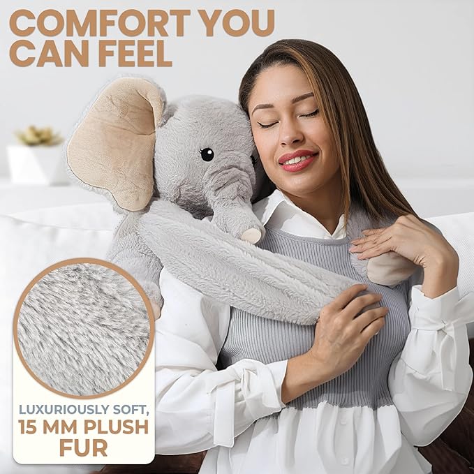 Huggle Healers Weighted Stuffed Animals for Adults, Teens and Kids - 36 Inch Long Plush Arms for Hugs - 4.5lb Elephant Stuffed Animal Plushies - Hathi Elephant