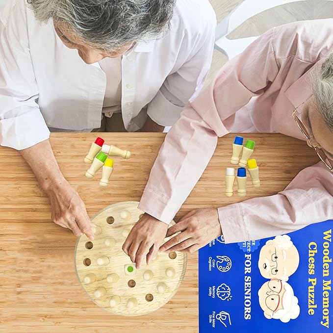 Easy Memory Games for Dementia Patients, Color Matching Dementia Activities for Seniors, Wooden Alzheimers Products for Elderly, Fidget Sensory Busy Board Gadgets Gifts