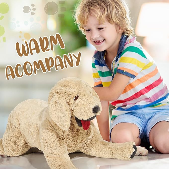 Geosar 15.7" Dog Stuffed Animals Plush, Soft Cuddly Golden Retriever Plush Toys, Large Stuffed Dog Hugging Pillow Gifts for Valentines Kids Girls Boys Birthday