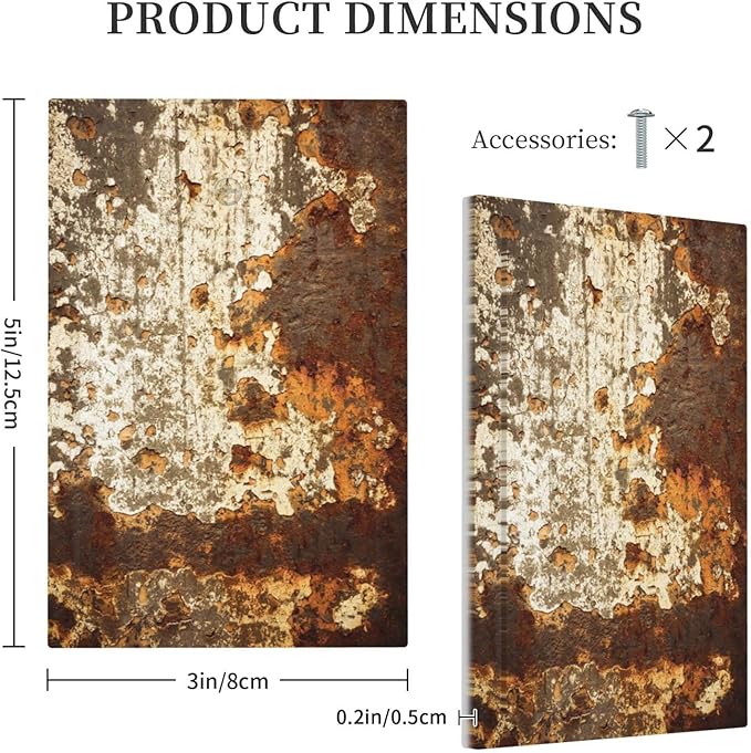 Light Switch Cover Plate Vintage Metal Rust Texture Peeling Paint 1 Gang No Device Blank Electrical Wall Plates Faceplate Decorative Switch Plate For Farmhouse Cabin Decor