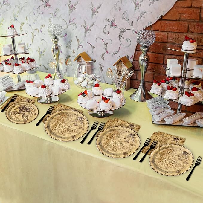 gisgfim 96 Pcs Pirate Party Plates and Napkins Party Supplies Pirate Tableware Set Pirates Decorations Favors for Birthday Baby Shower for 24 Guests