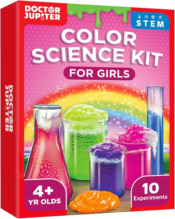 Doctor Jupiter Color Science Kit for Girls Ages 4-5-6-7-8 | Easter, Birthday Gift Ideas for 4+ Year Olds | Toy Stem Kit with 10 Experiments | Preschool Learning & Educational Projects