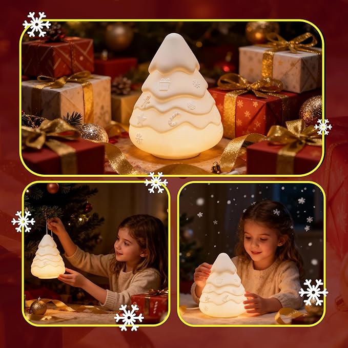 Squishy Christmas Tree Lamp with RGB Modes, Dimmable Nursery Light, Touch Lamp for Nursery, Novelty Desk Lamp for Kids, Christmas Lamp for Bedroom Decor