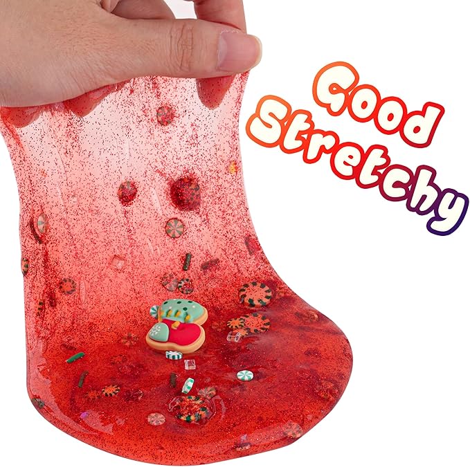 Christmas Stocking Stuffers for Kids - Red Glitter Crystal Slime, Super Soft & Non-Sticky Premade Slime, Girls & Boys Gifts for Birthday, Easter, Halloween, Christmas
