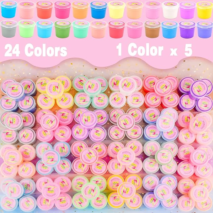 120 Pack Butter Slime Kit, Mini Bulk Slimes for Kids, Soft and Non-Sticky, Slime Party Favors, Goodie Bag Stuffer, Valentines Gifts, Classroom Exchange Prizes, Stress Relief Toys for Girls Boys 4-8
