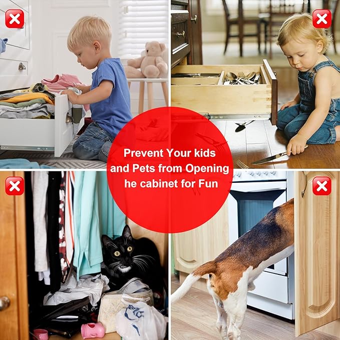 PHIXBEAR No Drill Magnetic Cabinet Door Catch with Adhesive – Stainless Steel, Strong Hold Child Safety Lock for Kitchen Cabinets, Bathroom, RV – Drawer Magnets 1.57” x 0.79” 4 Pack