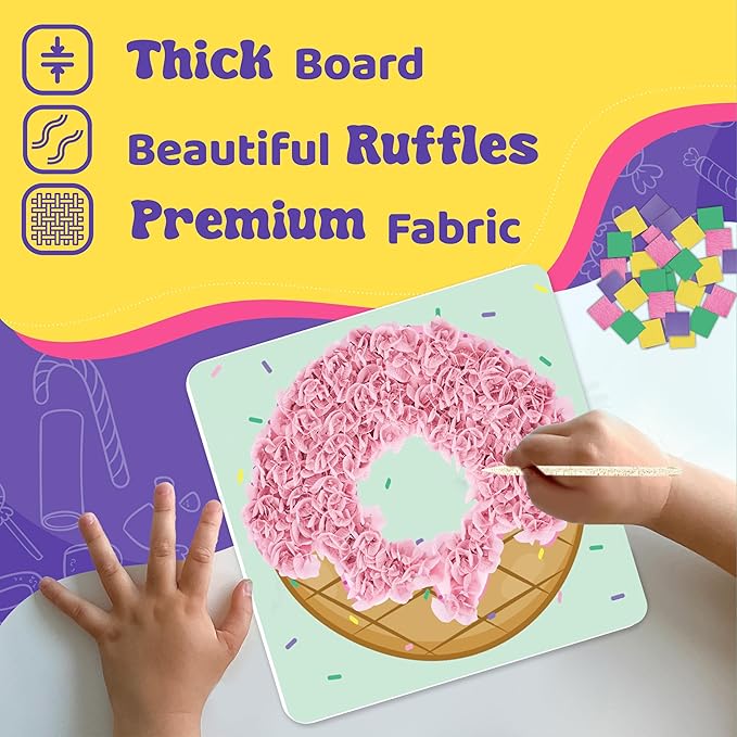 jackinthebox Poke Poke Art for Kids - Candyland Theme, Mess-Free Fabric Art and Craft, Flower Pressing Kits, Gift for Kids, DIY Activity Boy Gift for Girls and Boys Ages 4 5 6 7 8