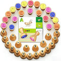 flycoost Wooden Alphabet Stamps & Number Letter Stamps for Kids - Montessori Learning Toys with Flashcards, ABC Spelling & Math Games for 3 4 5 Year Olds, Classroom Art Crafts Preschool Supplies