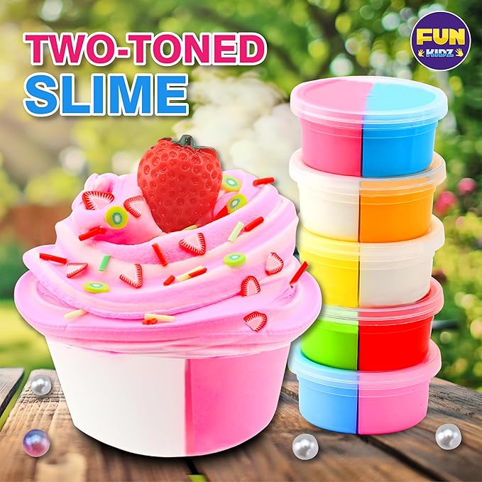 36 Big Cupcake Butter Slime Packs for Girls, FunKidz Two Toned Butter Slime Kit for Kids Party Favors Premade Bulk Slime Toys