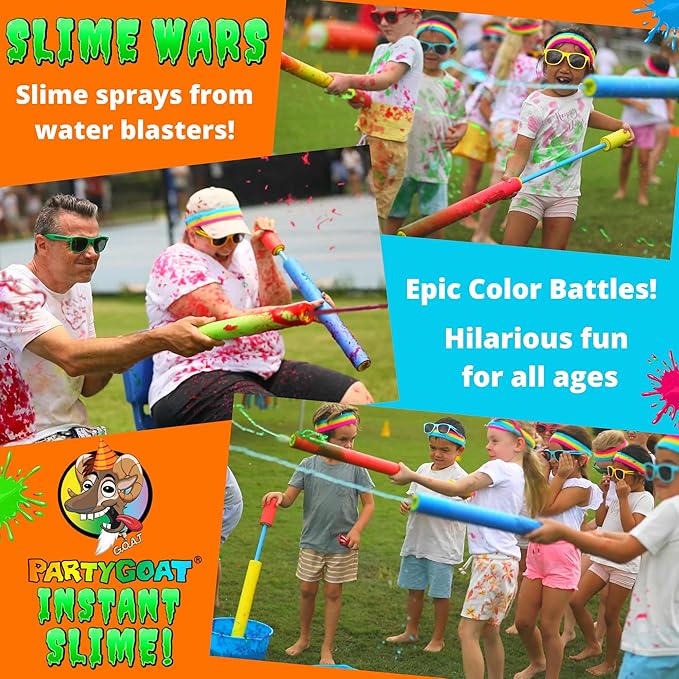 PARTY GOAT Instant Green Slime Powder. Bulk Slime Kit. 25 Gallons. Mix with Water to Make Large Buckets to Pour on People or Fill a Kids Pool
