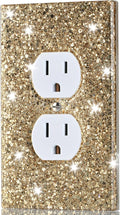 Gold Glitter Outlet Covers - Sparkling Wall Plate 5.1"x3.15", Single Duplex