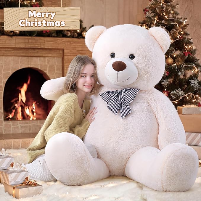 Toys Studio 5 Feet Teddy Bear, 59'' Giant Big Bear Stuffed Animal Lifesize Bear for Baby Shower Centerpieces, Large Plush Toy for Kids Girls Valentine's Day Christmas Birthday, White