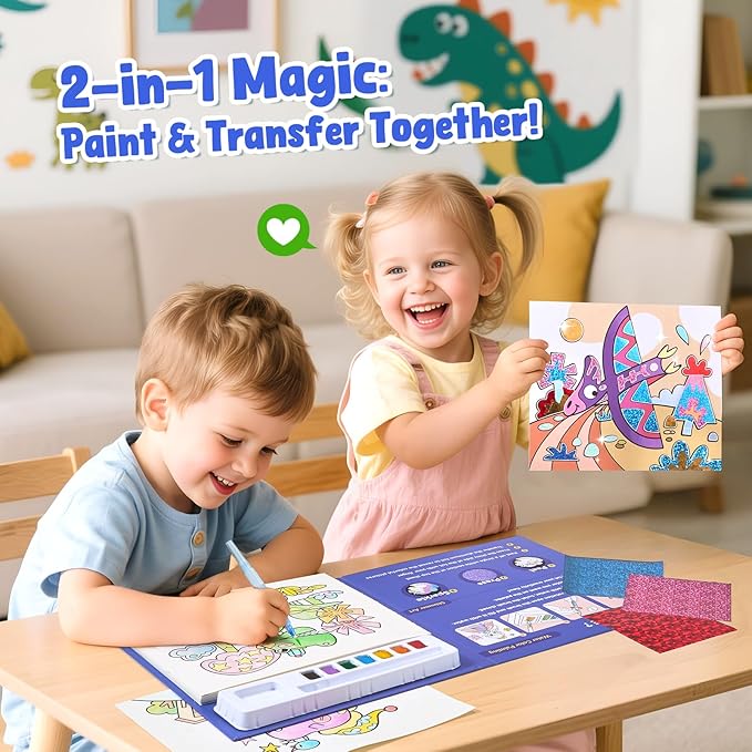 JoyCat Paint with Water Coloring Books, Art & Craft Activity, No Mess Art for Kids Ages 4-8, Craft Kits & Supplies, DIY Creative Activity, Gifts for Girls & Boys (Dinosaurs)