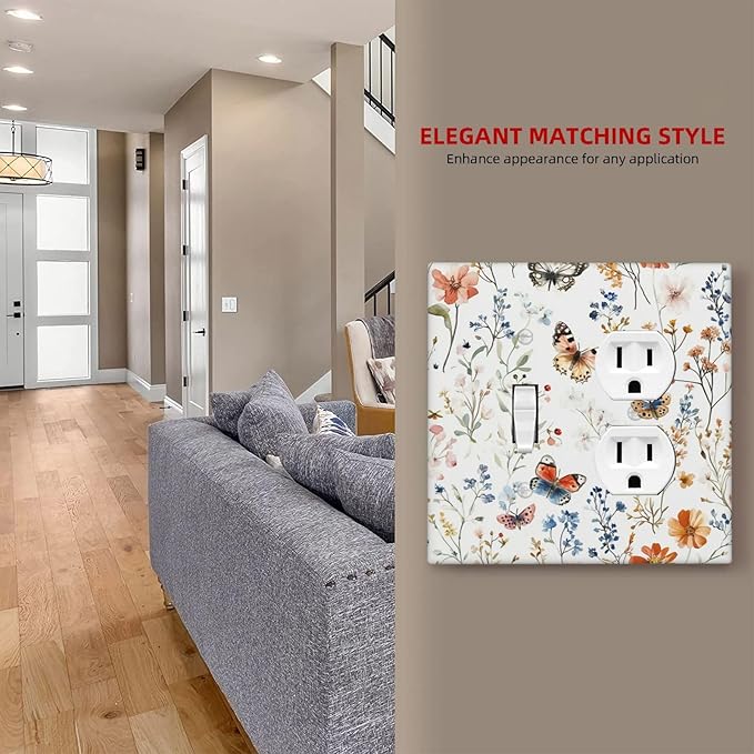 Wallplates Vintage Wildflowers Plants Floral 1 Toggle 1 Duplex Switch Plate Electrical Gfci Faceplate Decorative Light Switch Covers For Bed Room Living Room Decor