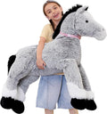 Tezituor 47inches Giant Horse Stuffed Animal, 4ft Long Realistic Horse Farm Plush Body Pillow for Boys Girls, Hugging Soft Pony Plush Toy Gift for Birthday Valentine's Day Decoration